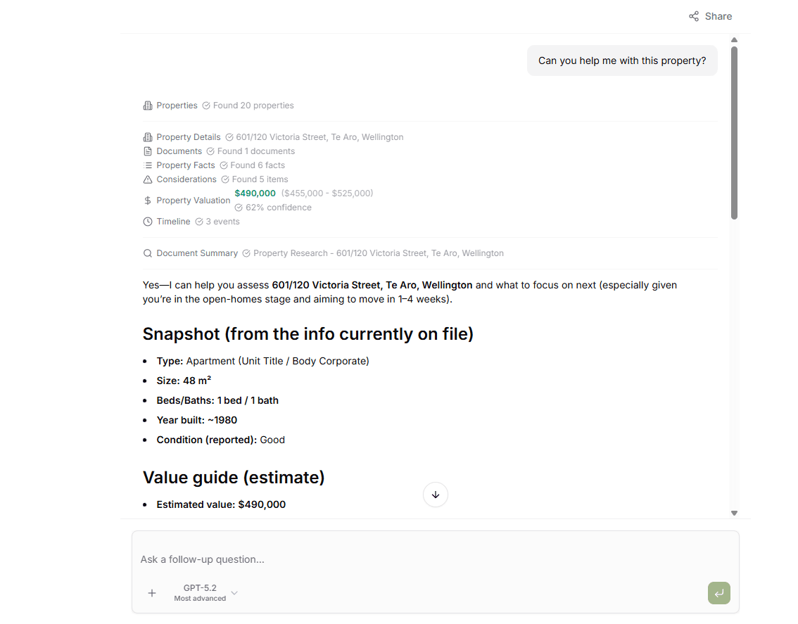 Shire answering property questions with document analysis, valuations, and personalized guidance